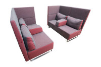 Sedus Sopha Grau-Rot  Loungemöbel mit Tisch 4-Sitzer mit Kissen